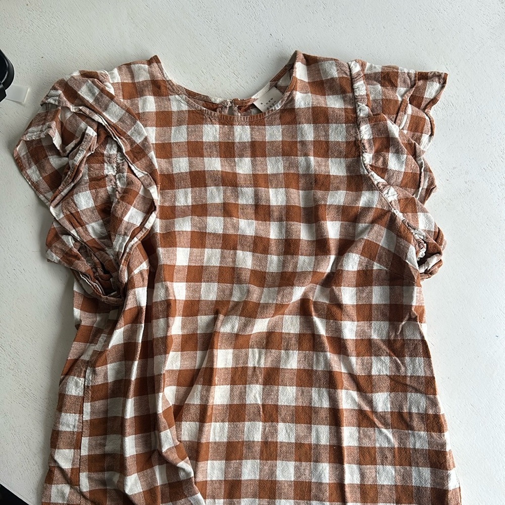 plad ruffle sleeve shirt